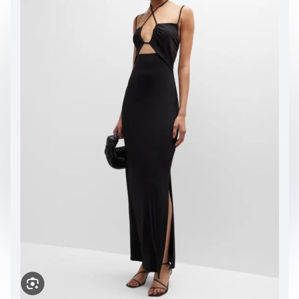 Frame Jersey Strappy Front Cut Out side Slit Maxi Dress EC SZM